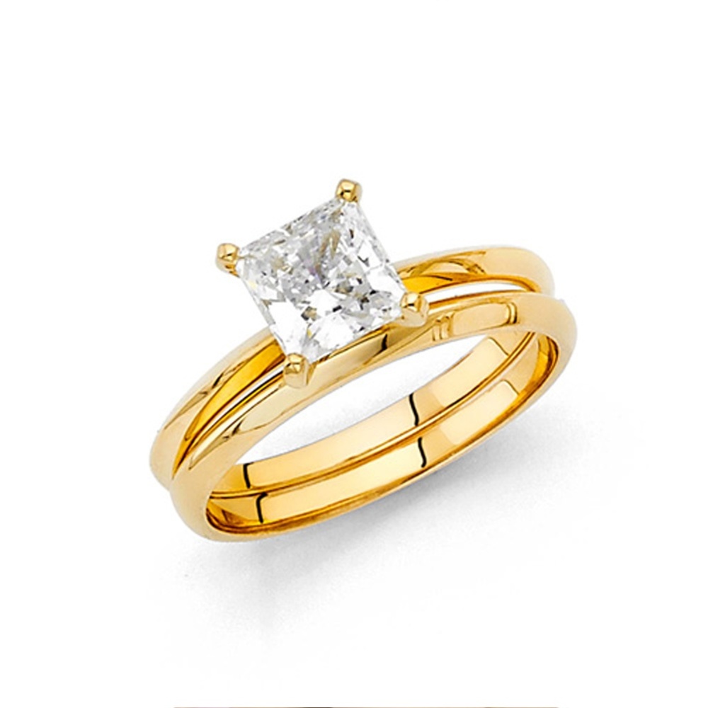 1.25CT Princess-Cut Knife-Edge CZ Engagement Ring